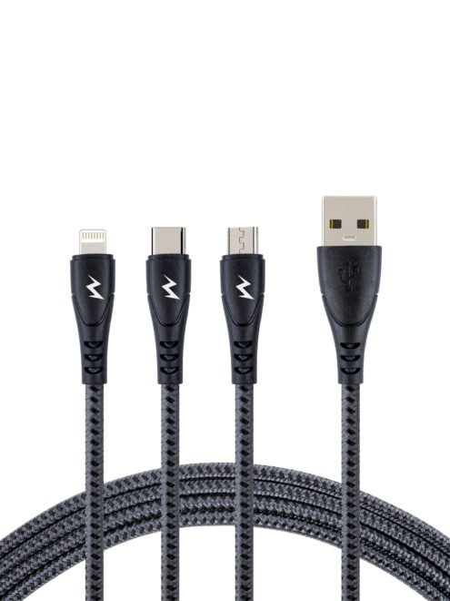 3 IN 1 BRAIDED CABLE 15W (Polyster Braided With PVC Molding)